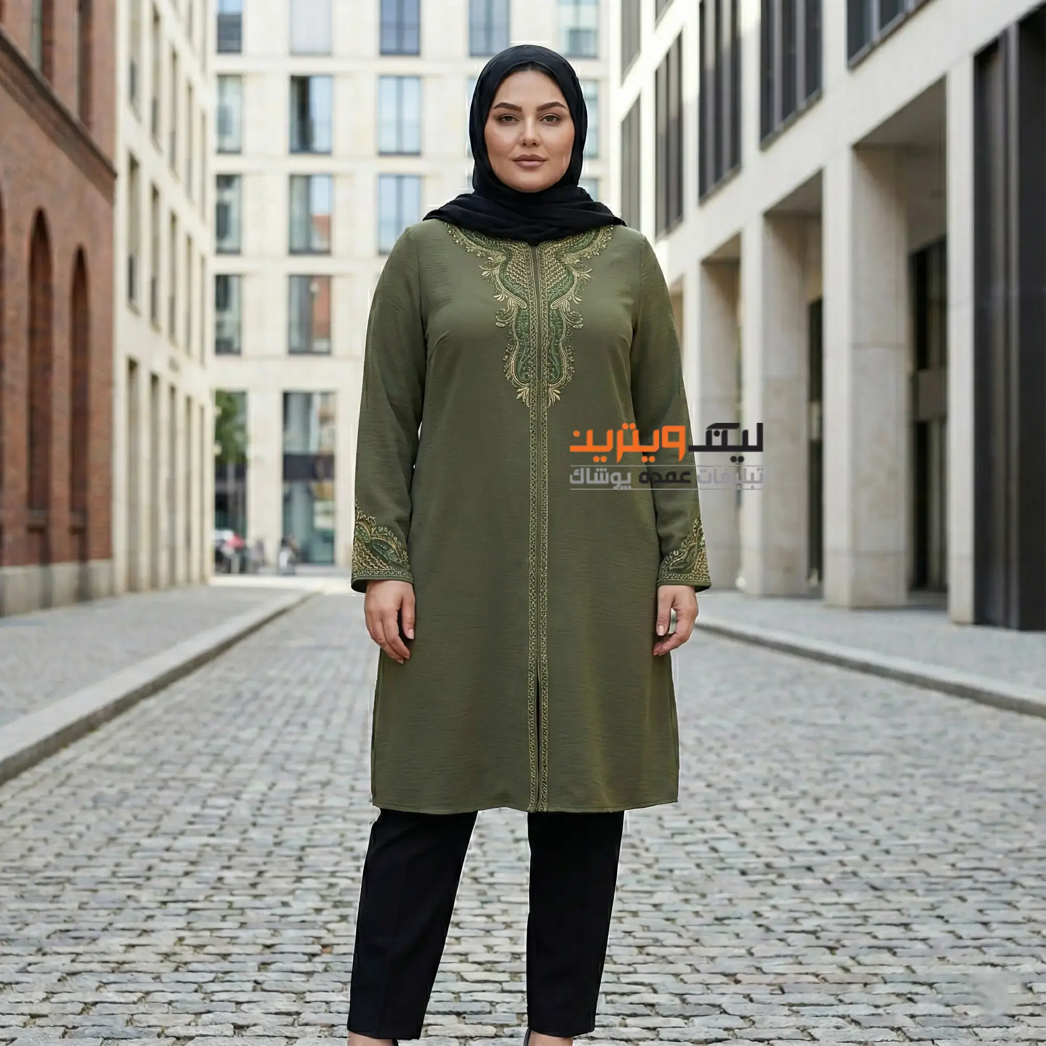 تونیک سایز بزرگ مانتویی عمده | دختری با تونیک بلند مجلسی زیبا | تونیک سایزبزرگ زیبا | تونیک مانتویی سایزبزرگ