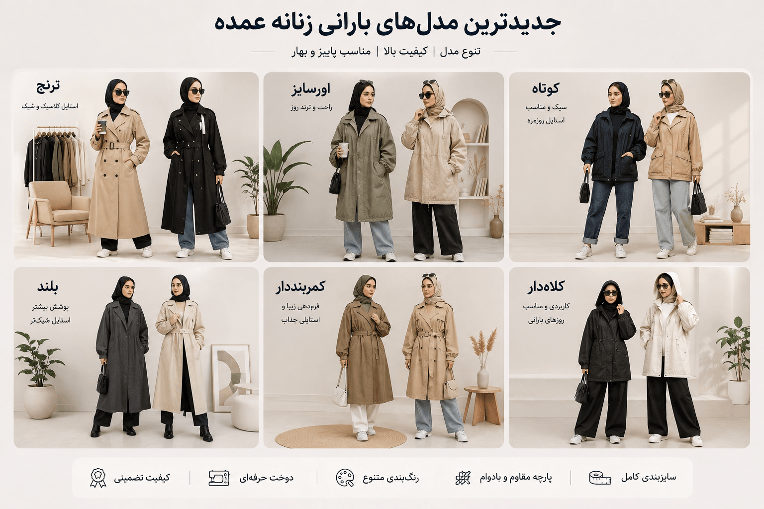انواع مدل های بارانی زنانه