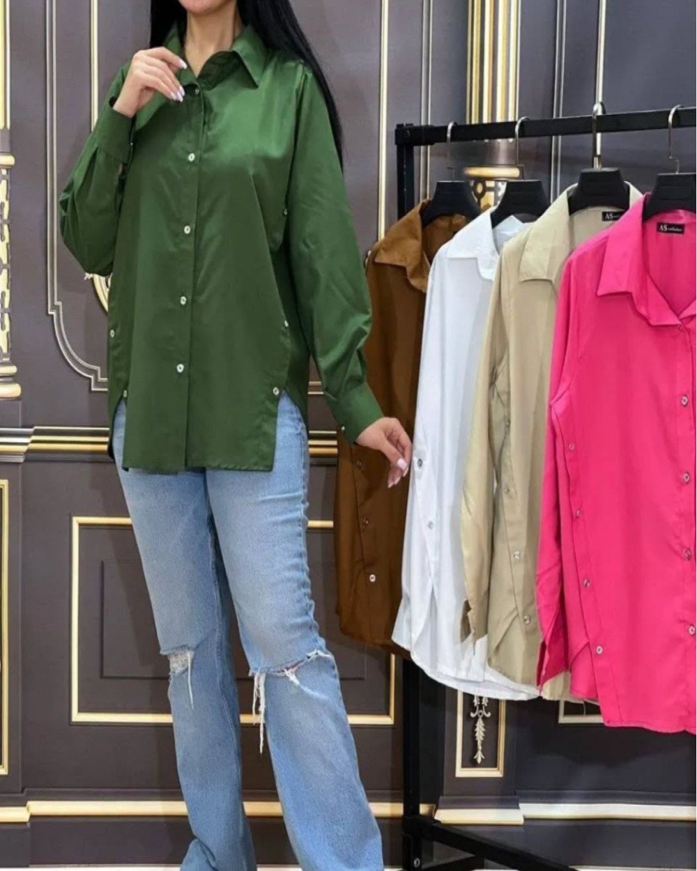 شومیز بغل دکمه دار کد 5556
