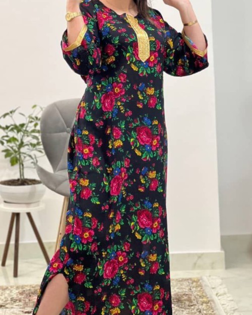  ساحلی گلدار طلا کوب 