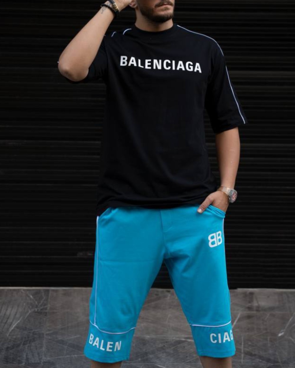 ست تیشرت و شلوارک مردانه طرح بالنسیاگا