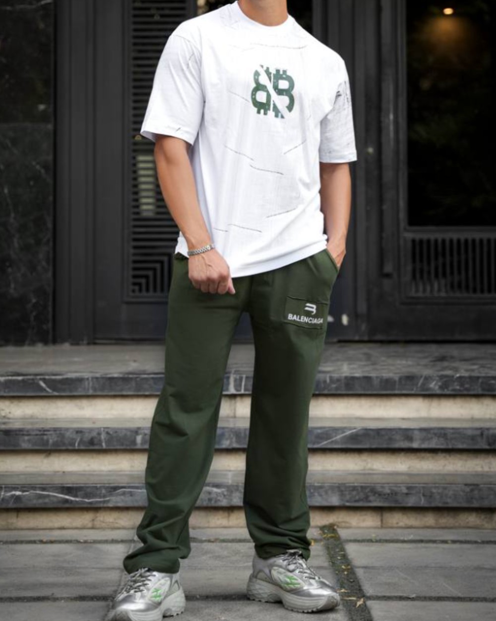 ست اسلش و تیشرت مردانه طرح بالنسیاگا