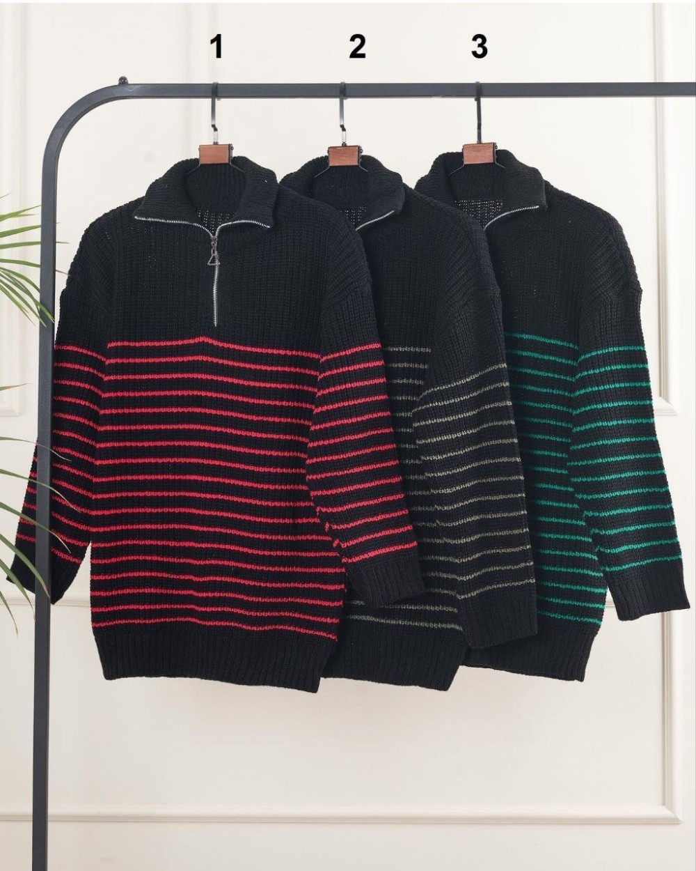 بلوز بافت زیپدار فندوقی کد ۴۰۱۴