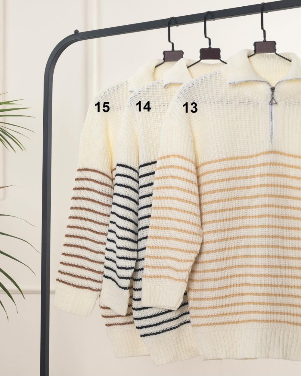 بلوز بافت زیپدار فندوقی کد ۴۰۱۴