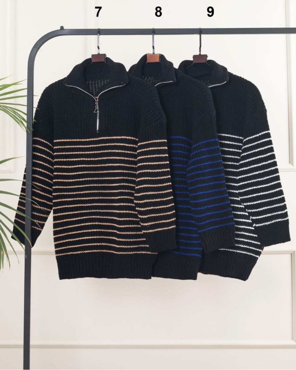 بلوز بافت زیپدار فندوقی کد ۴۰۱۴