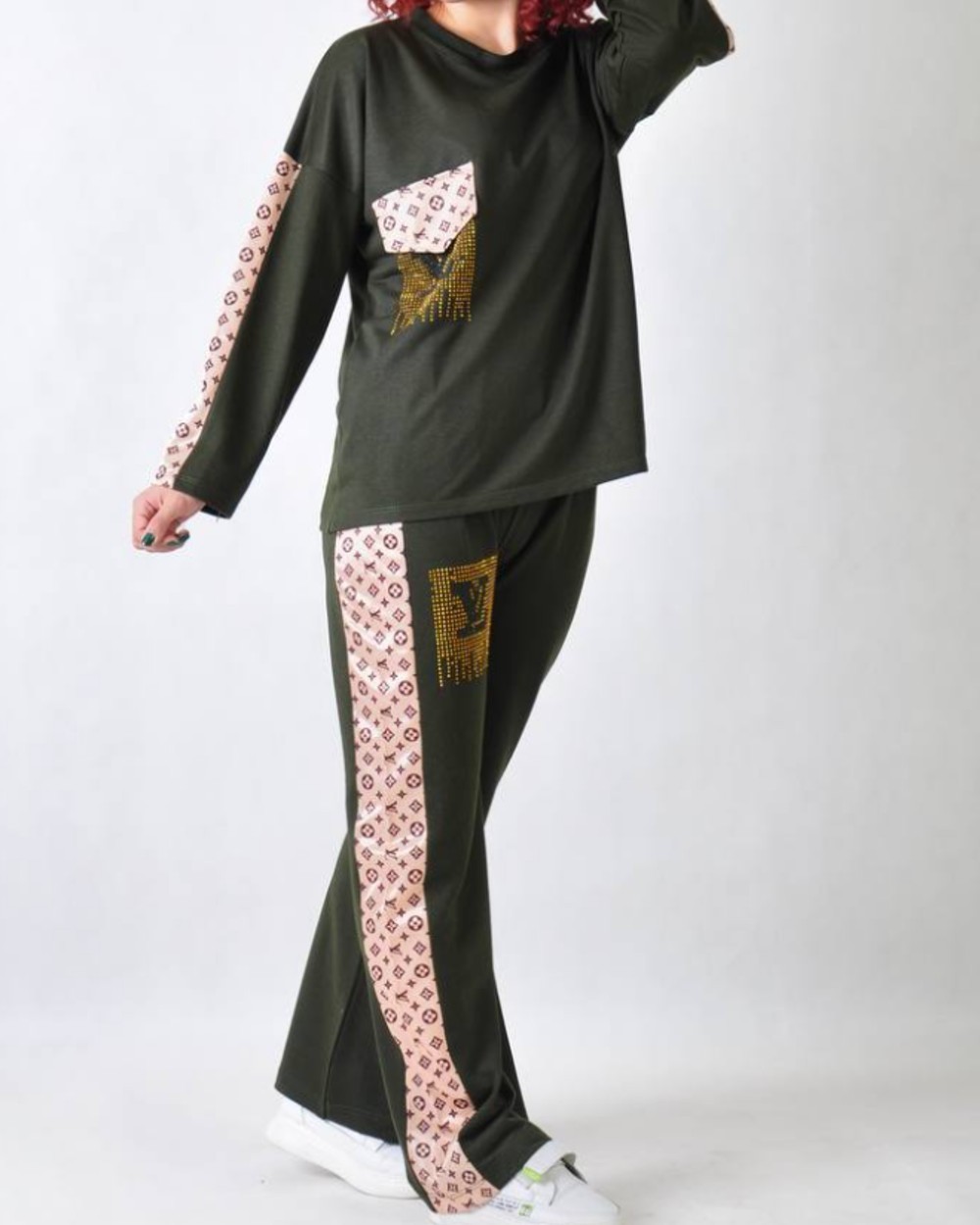 ست بلوز وشلوار نگین دار LV کد 10846