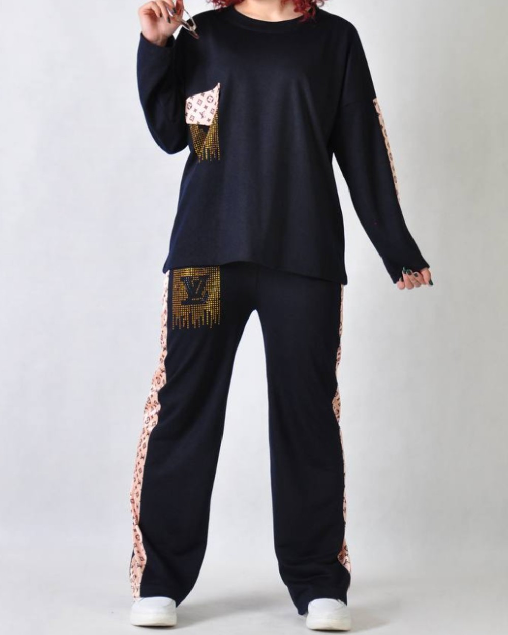 ست بلوز وشلوار نگین دار LV کد 10846