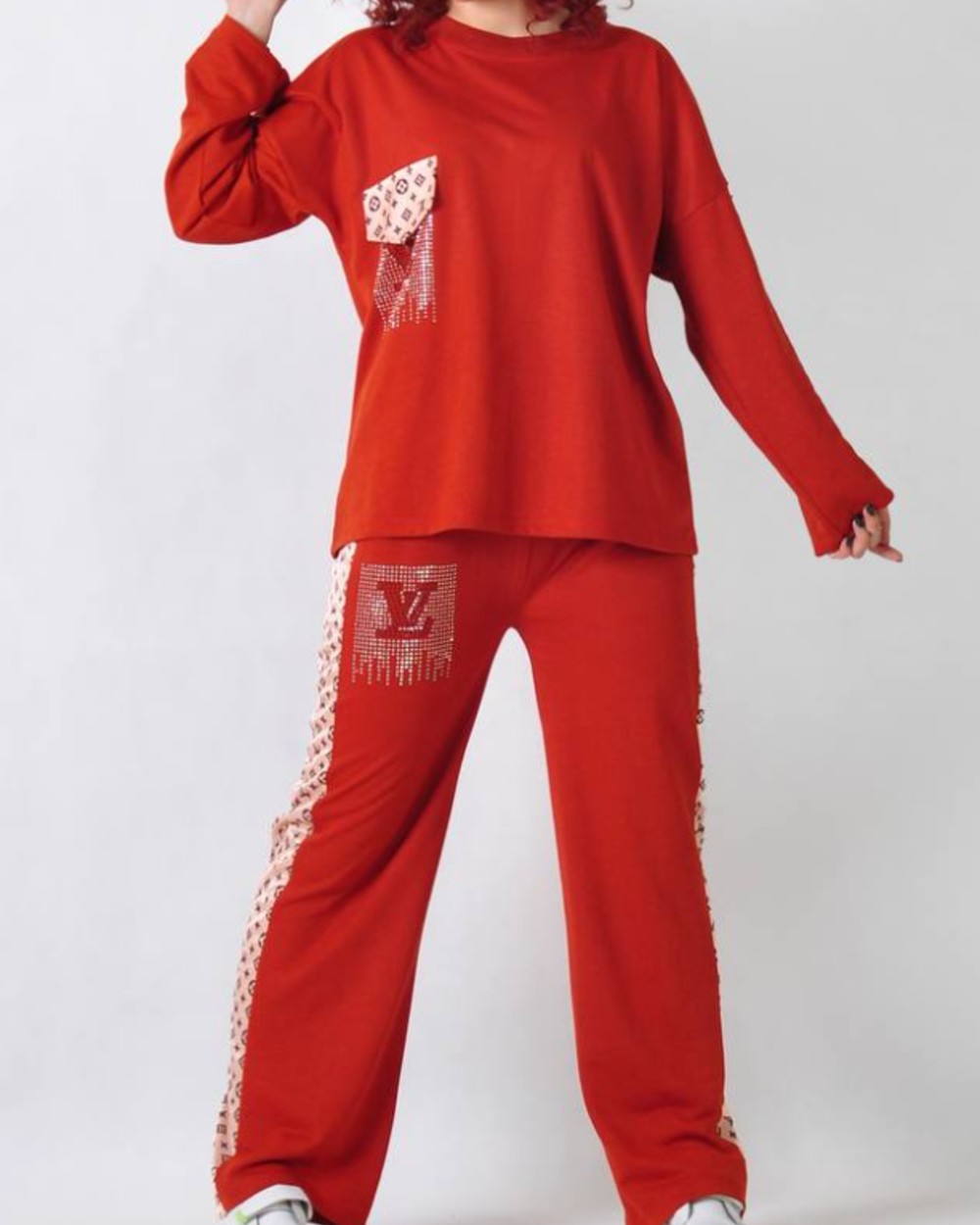 ست بلوز وشلوار نگین دار LV کد 10846