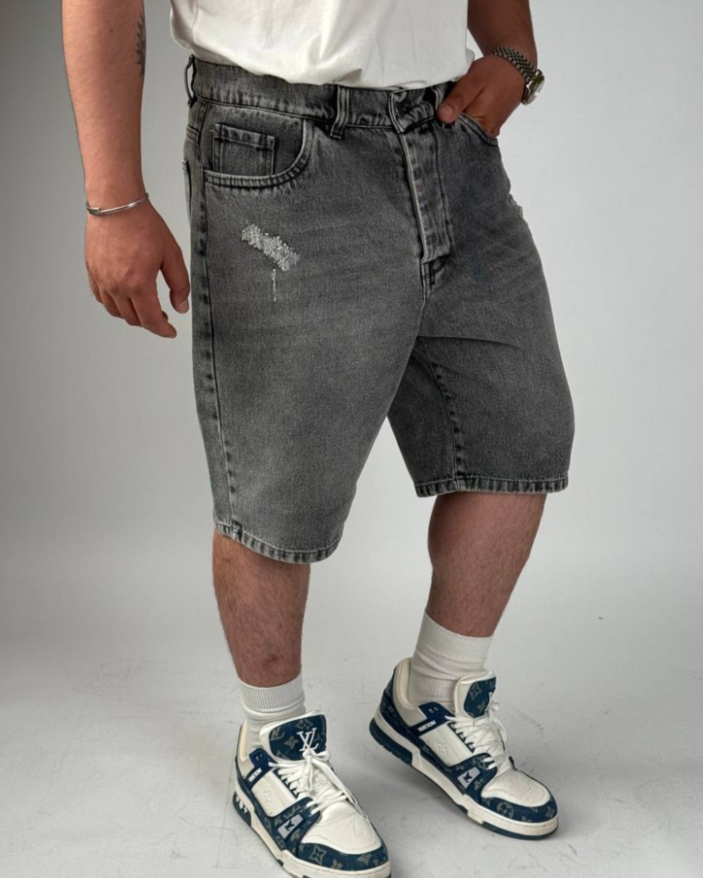 شلوارک جین نیم بگ