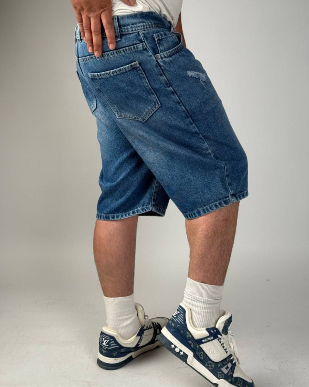 شلوارک جین نیم بگ