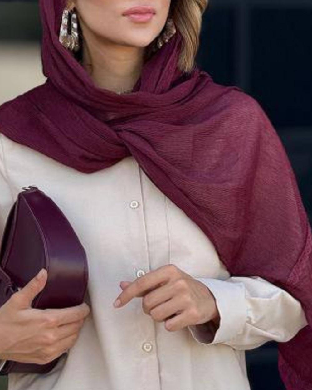 شال نخی دور دانتل گندمی