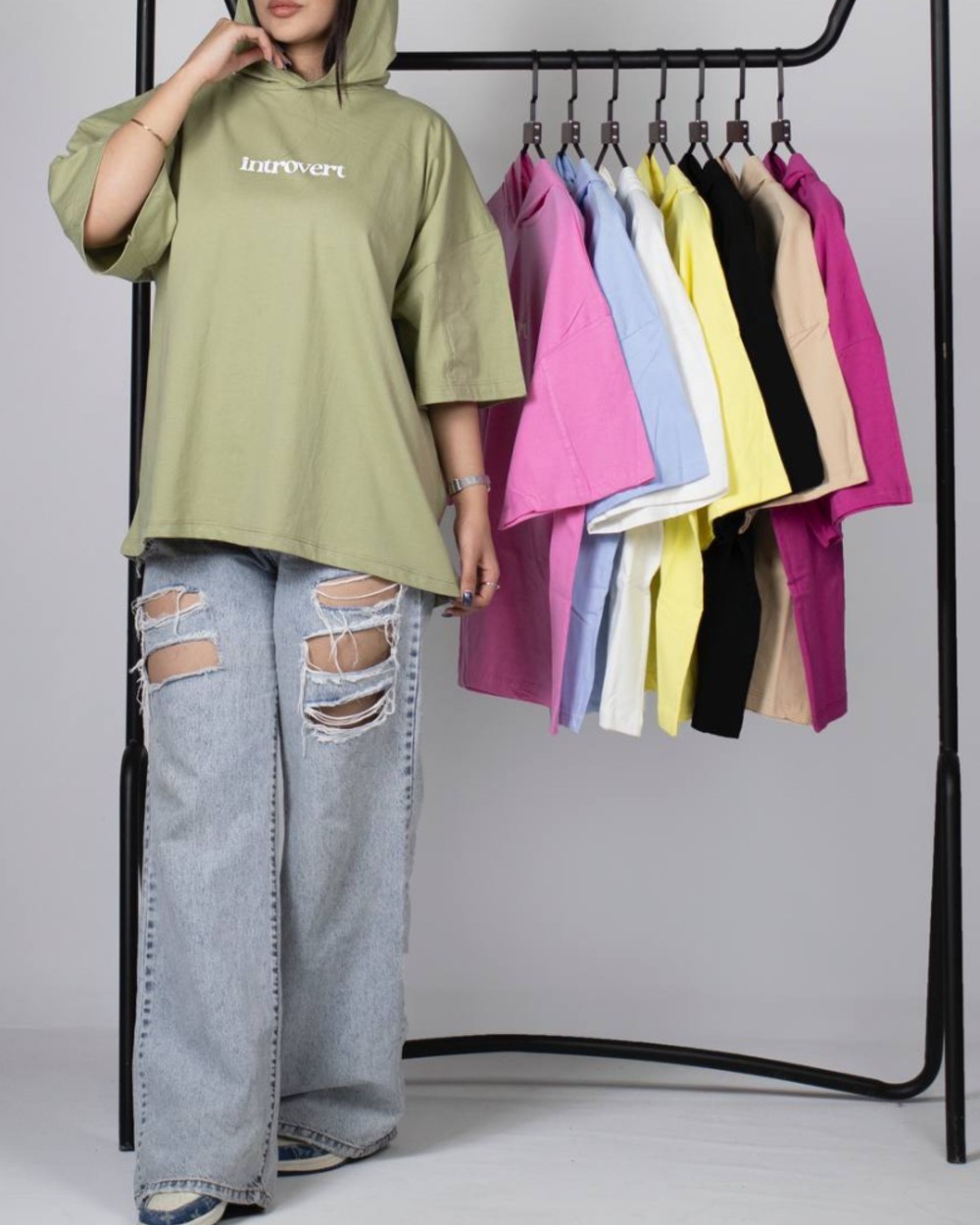 تیشزت باکسی کلاه دار