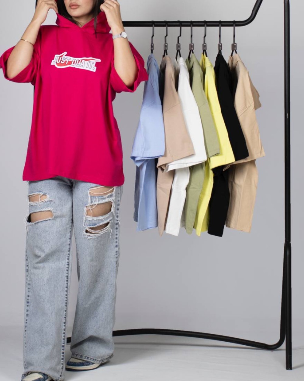 تیشزت باکسی کلاه دار