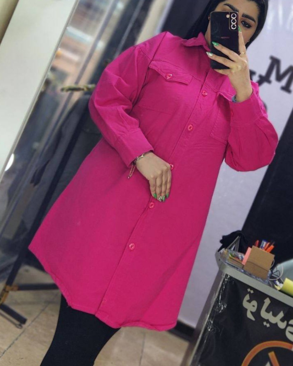 مانتو کتان سایز بزرگ جیب دار کد101