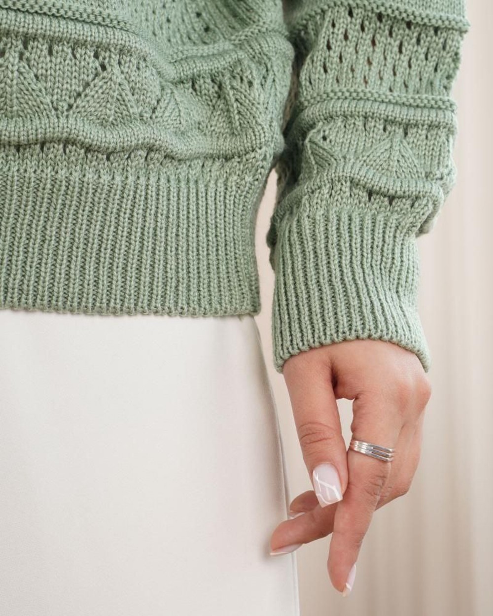 بلوز بافت ژور هفتی هشتی یقه گرد کد1012