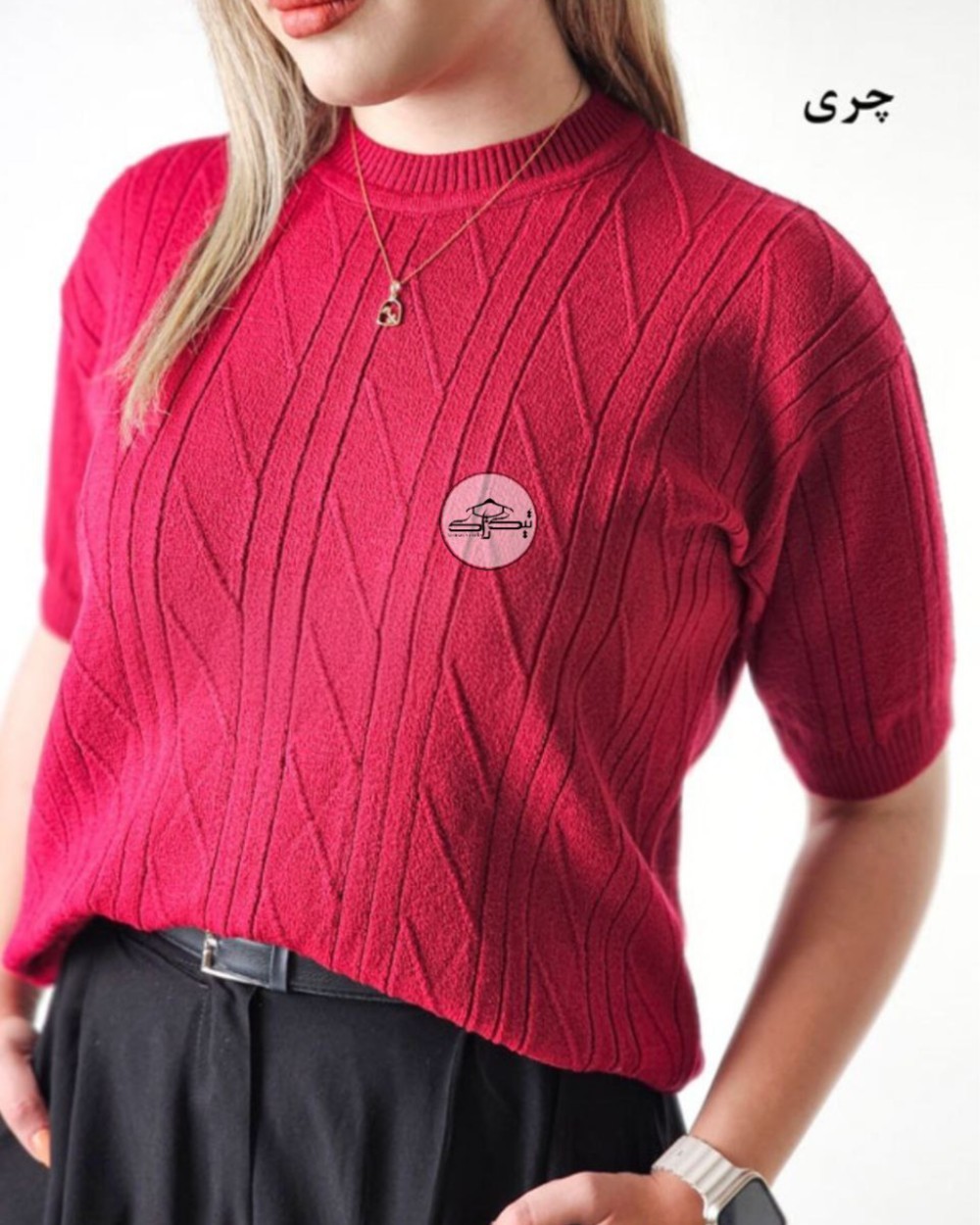 تیشرت بافت آستین کوتاه مورب کد3060