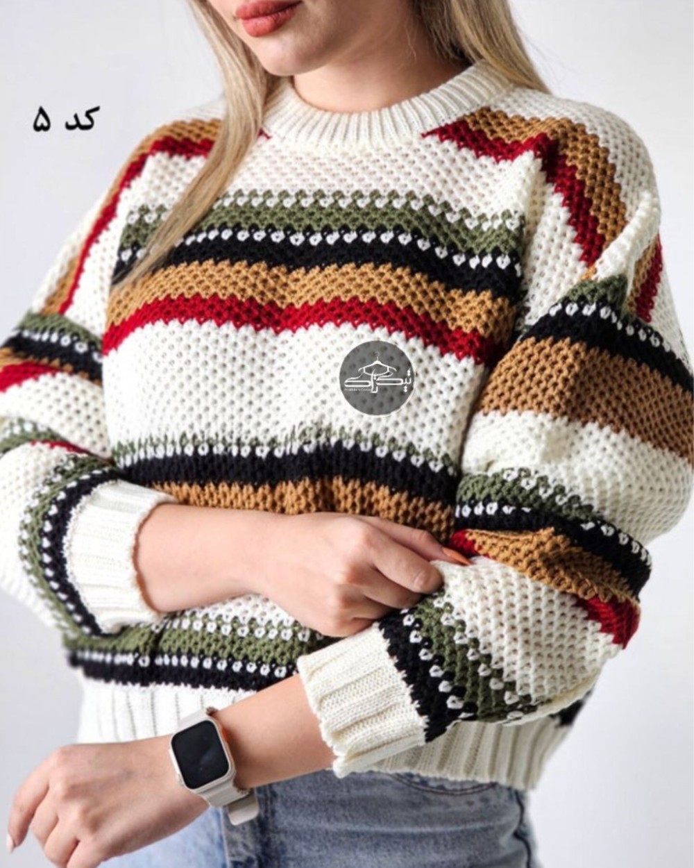 بلوز بافت راه راه درشت کد3025