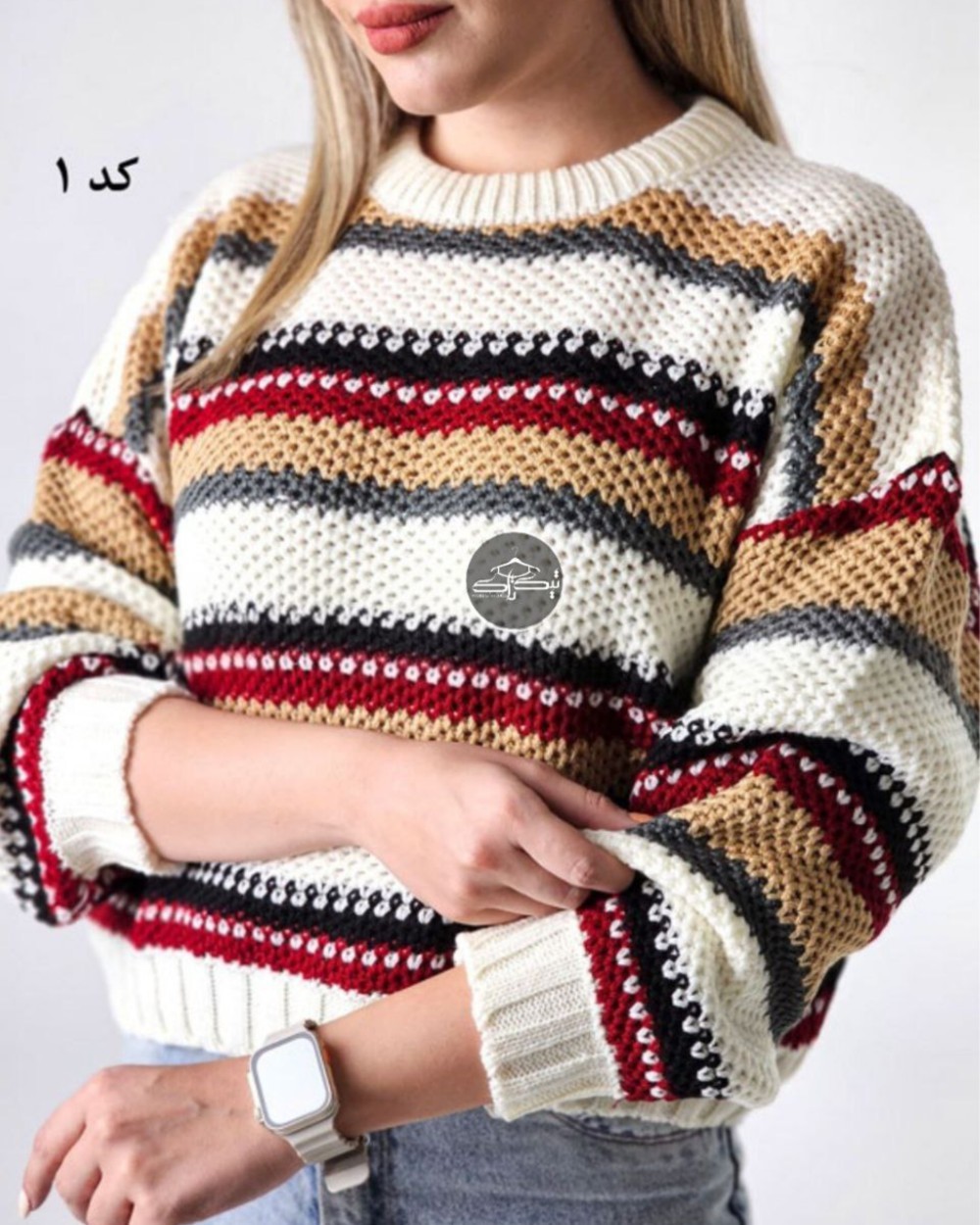 بلوز بافت راه راه درشت کد3025