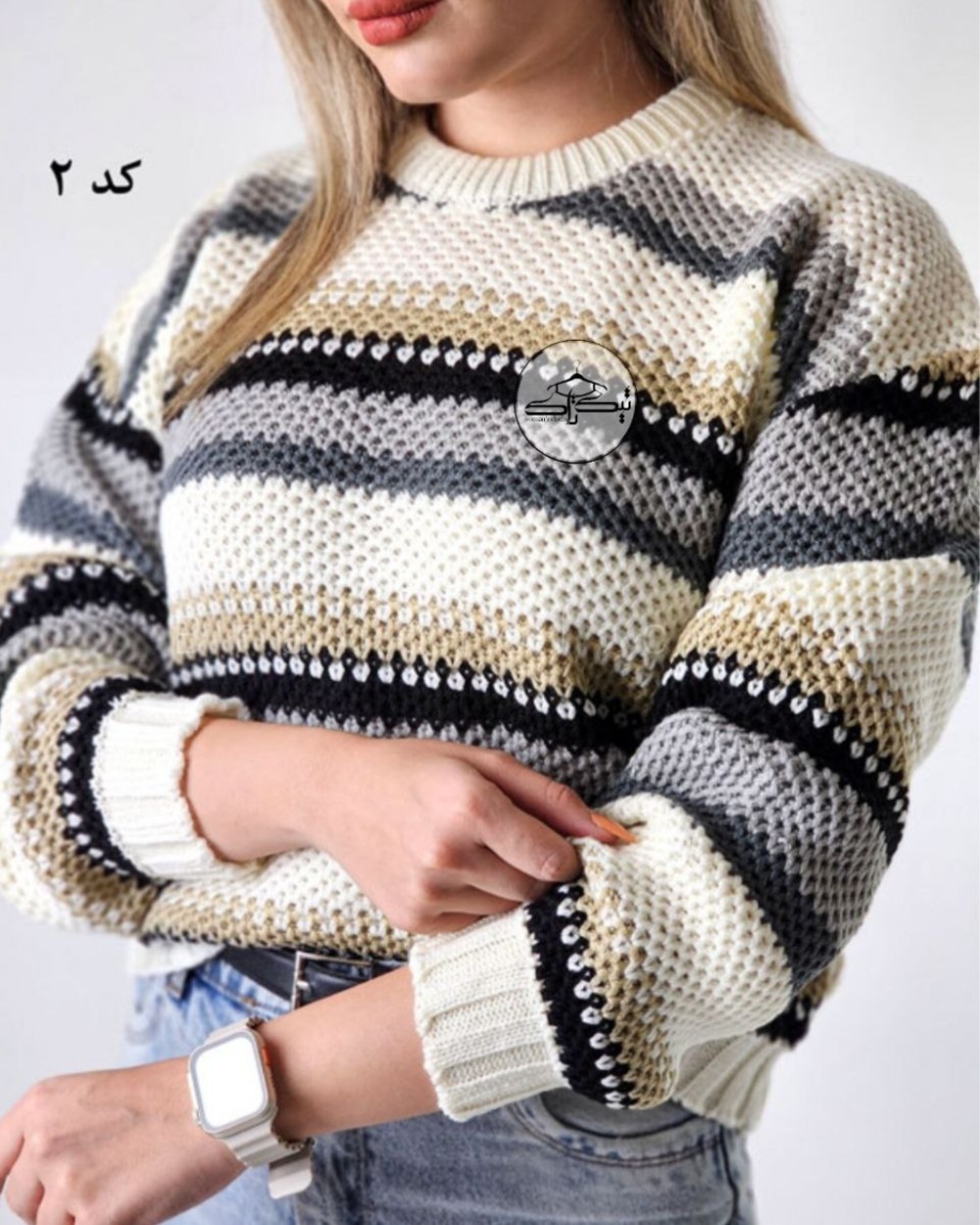 بلوز بافت راه راه درشت کد3025