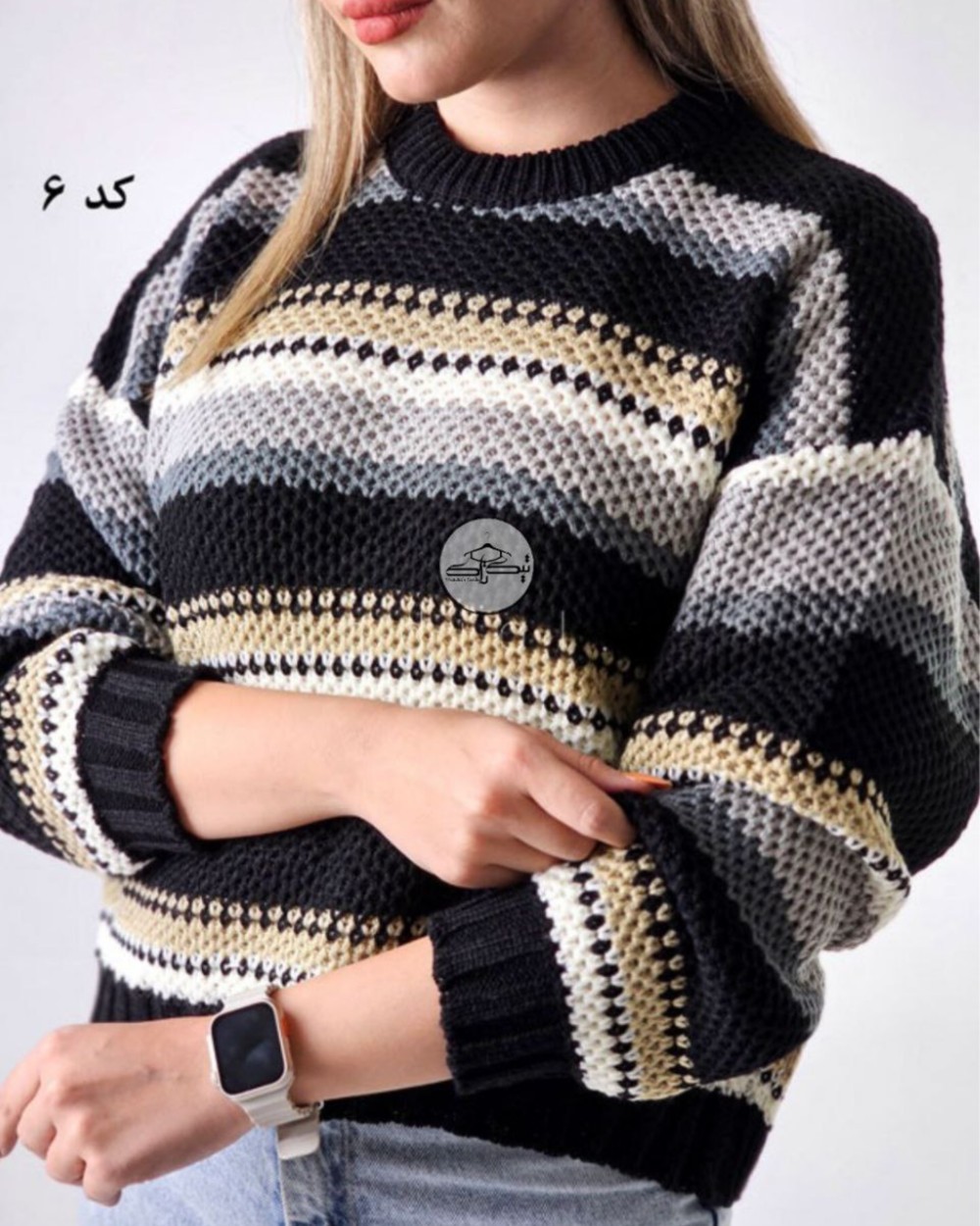 بلوز بافت راه راه درشت کد3025