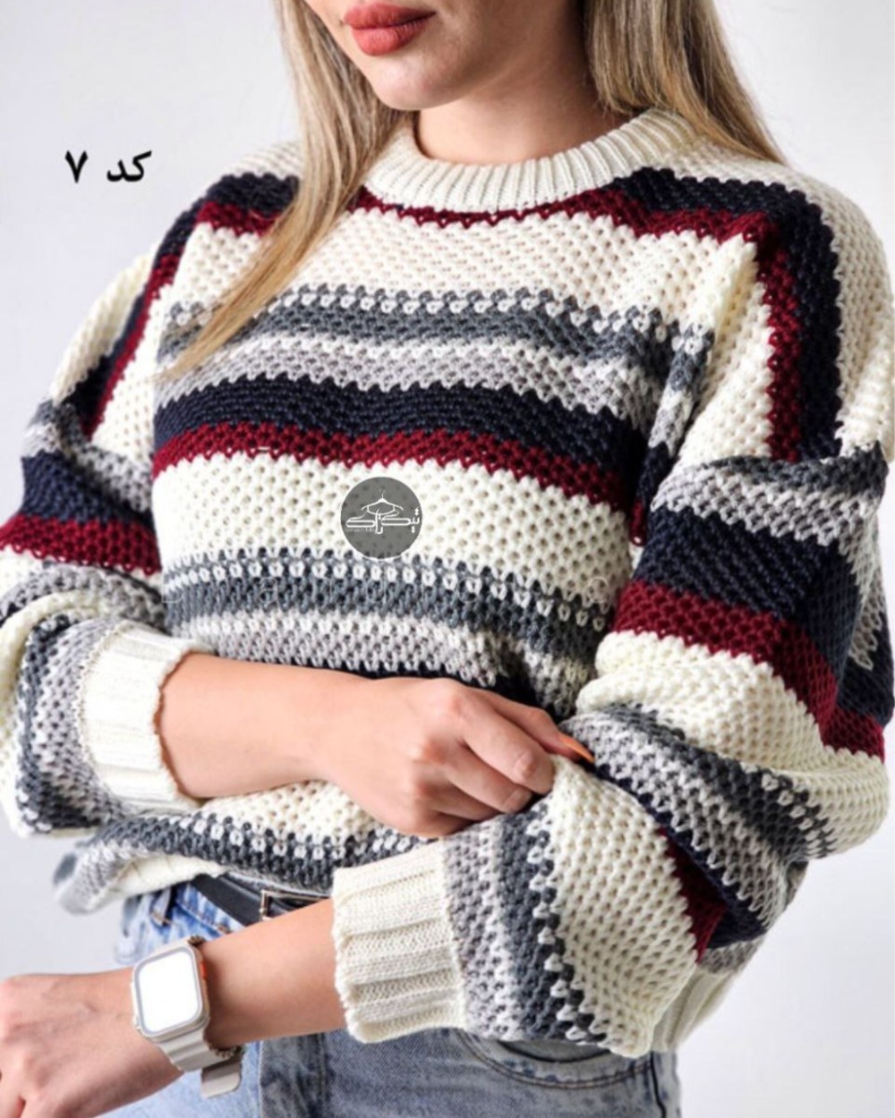 بلوز بافت راه راه درشت کد3025