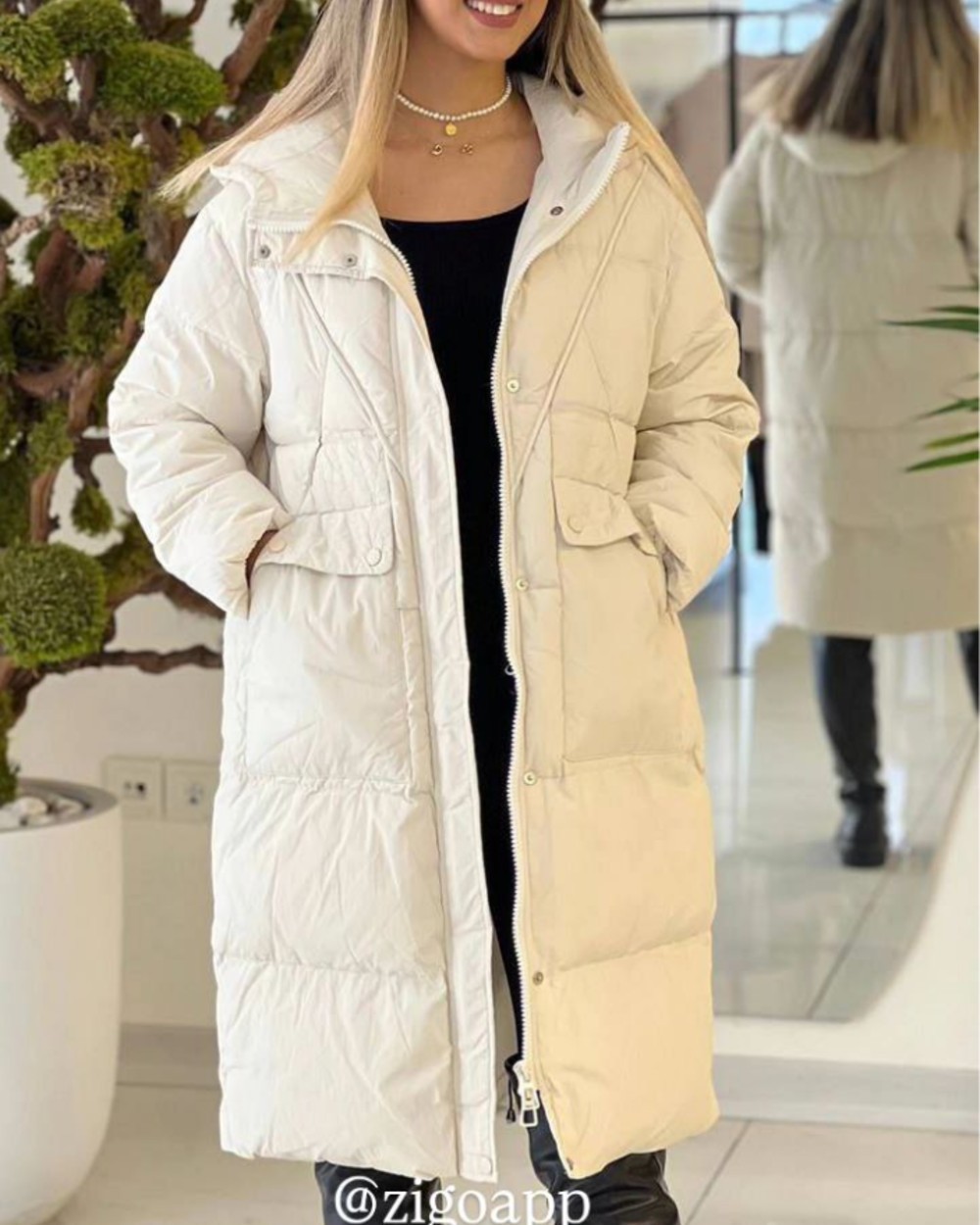 کاپشن بلند جیب لوزی