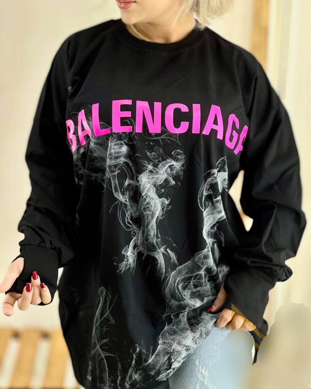 بلوز آستین انگشتی دود