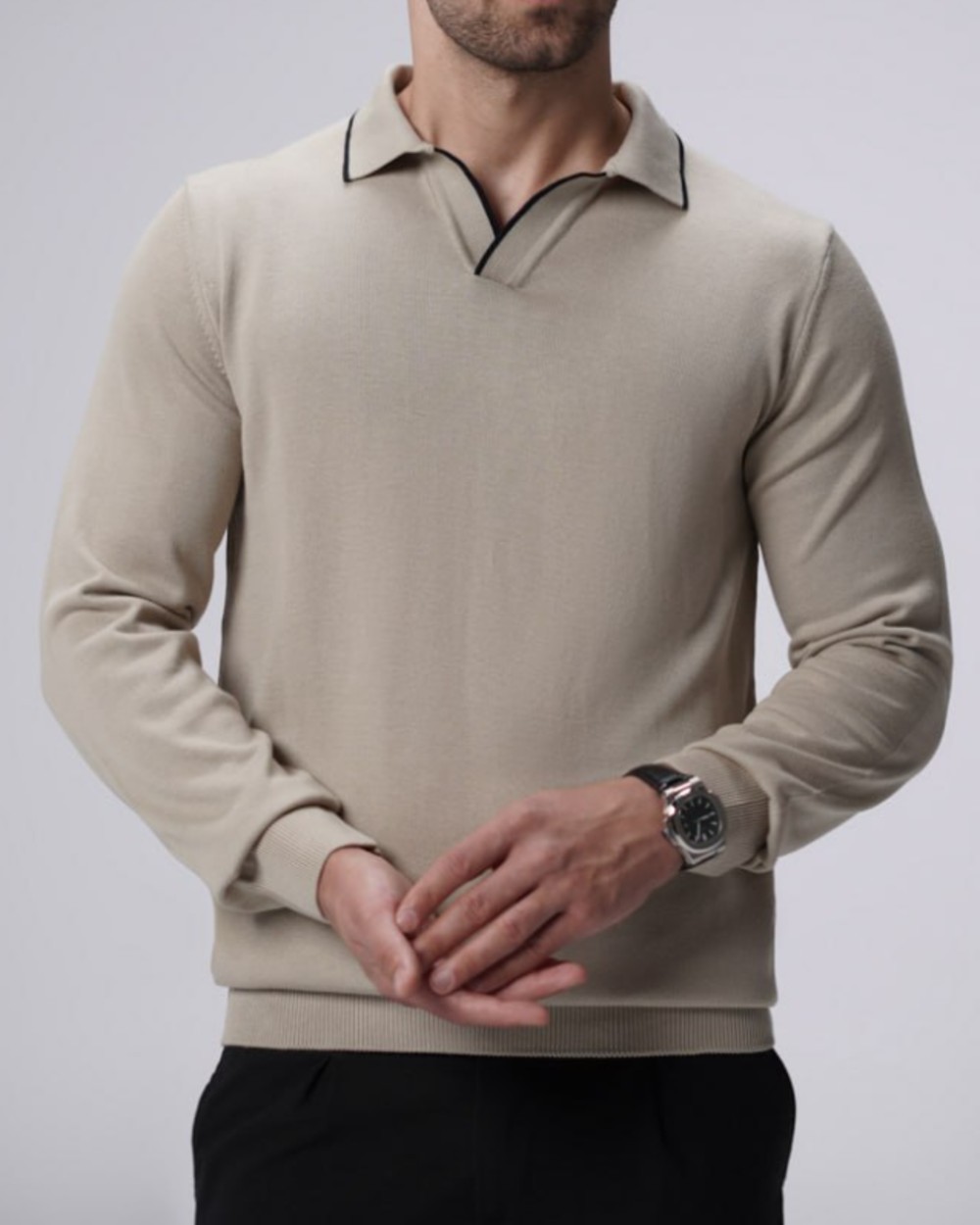 پلیور بافت یقه شکاری