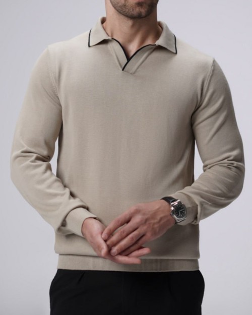  پلیور بافت یقه شکاری 