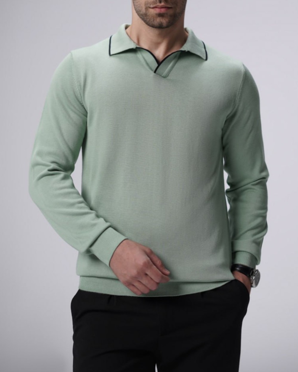 پلیور بافت یقه شکاری