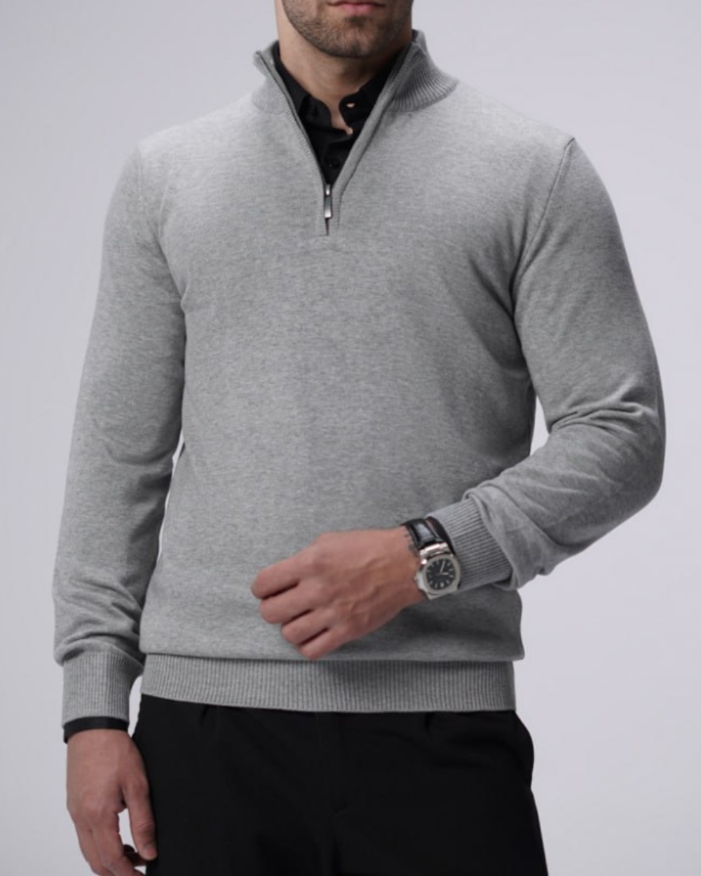بافت نیم زیپ یقه ایستاده