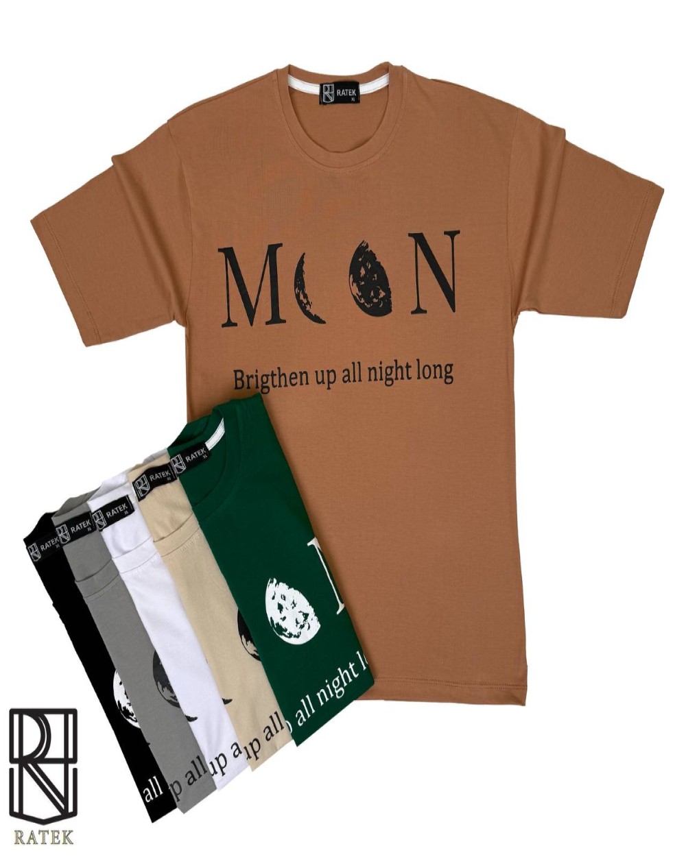 تیشرت باکسی استین سه ربع طرح MOON سوپر پنبه درجه یک
